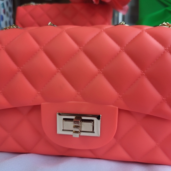 Orange Jelly Crossbody Bag with Flower Clip - Picture 5 of 6